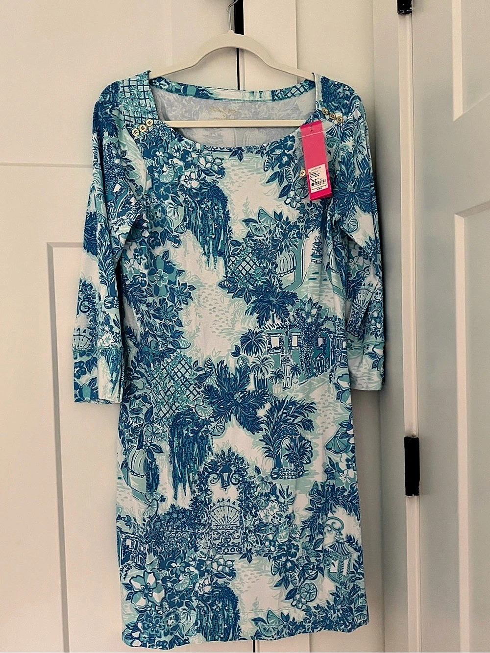 Lilly Pulitzer UPF 50+ Sophie Dress Floral Mini Blue & White Medium